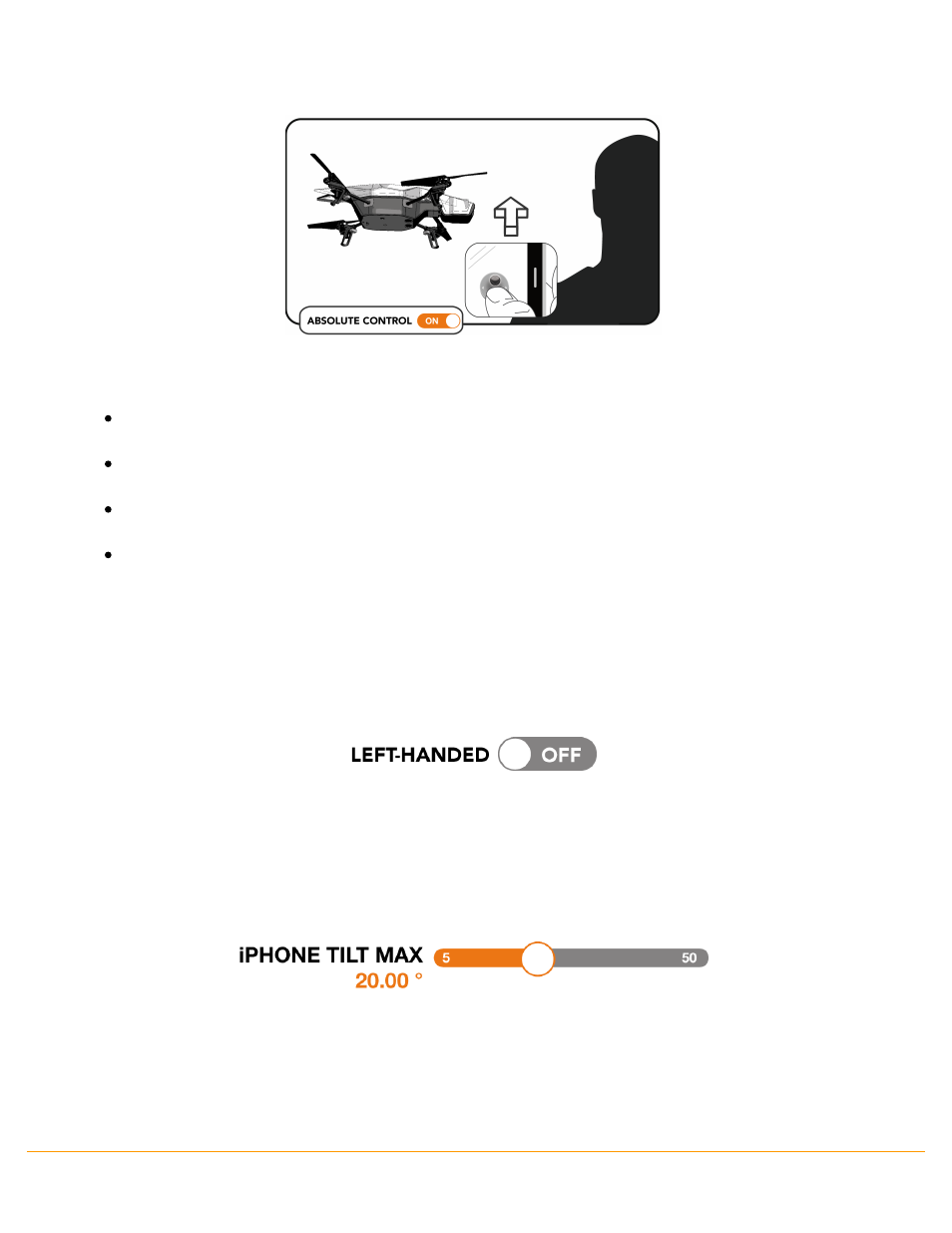 Left-handed mode, Max tilt | Parrot AR. Drone 2.0 User Manual | Page 31 / 39