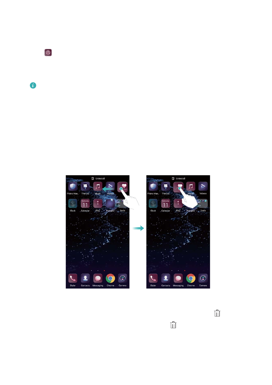 Changing The Wallpaper Automatically Managing Home Screen Icons Moving Home Screen Icons Huawei P10 User Manual Page 21 158