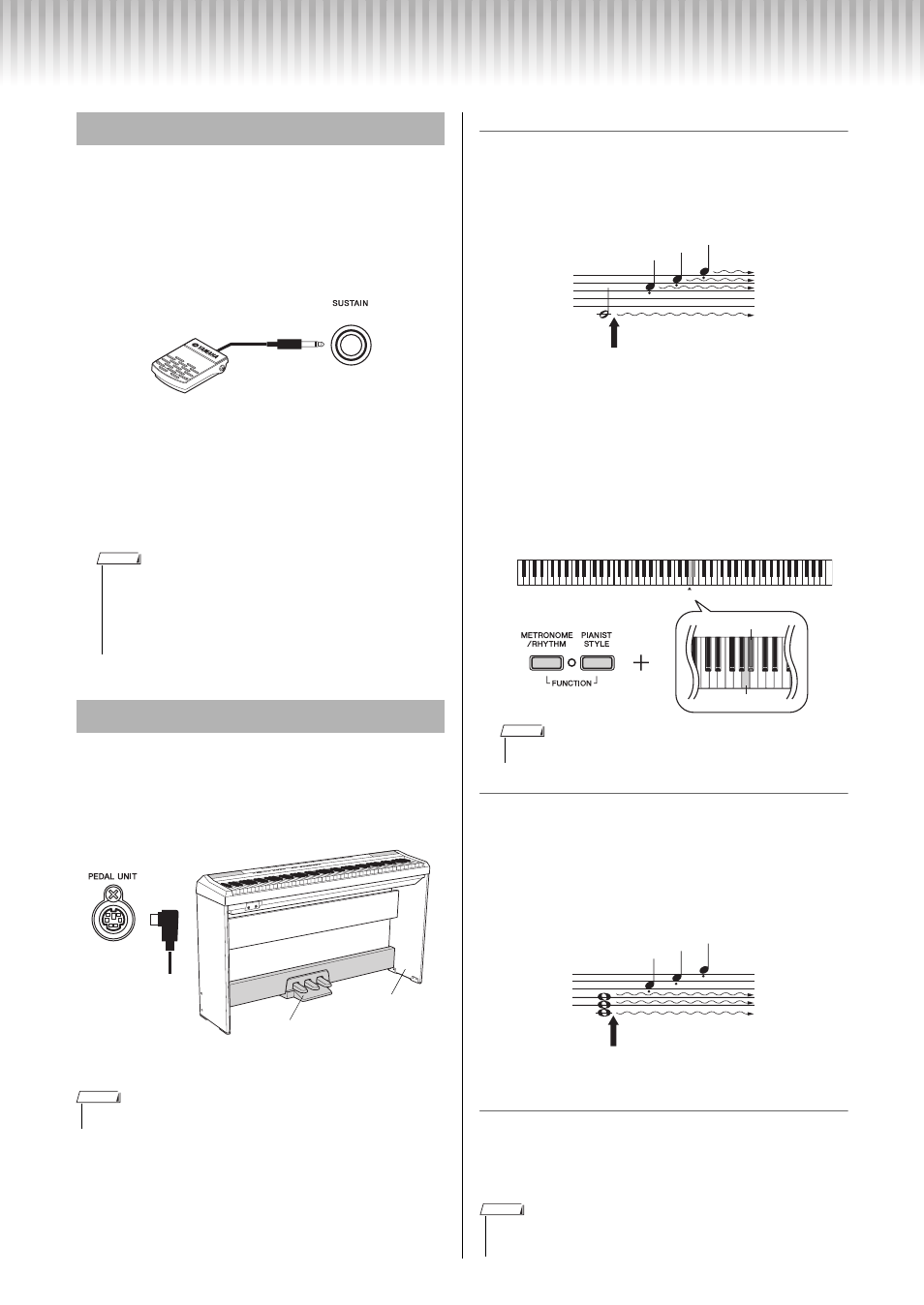 Using a footswitch, Using the optional pedal unit | Yamaha P-115 User Manual  | Page 12 / 32