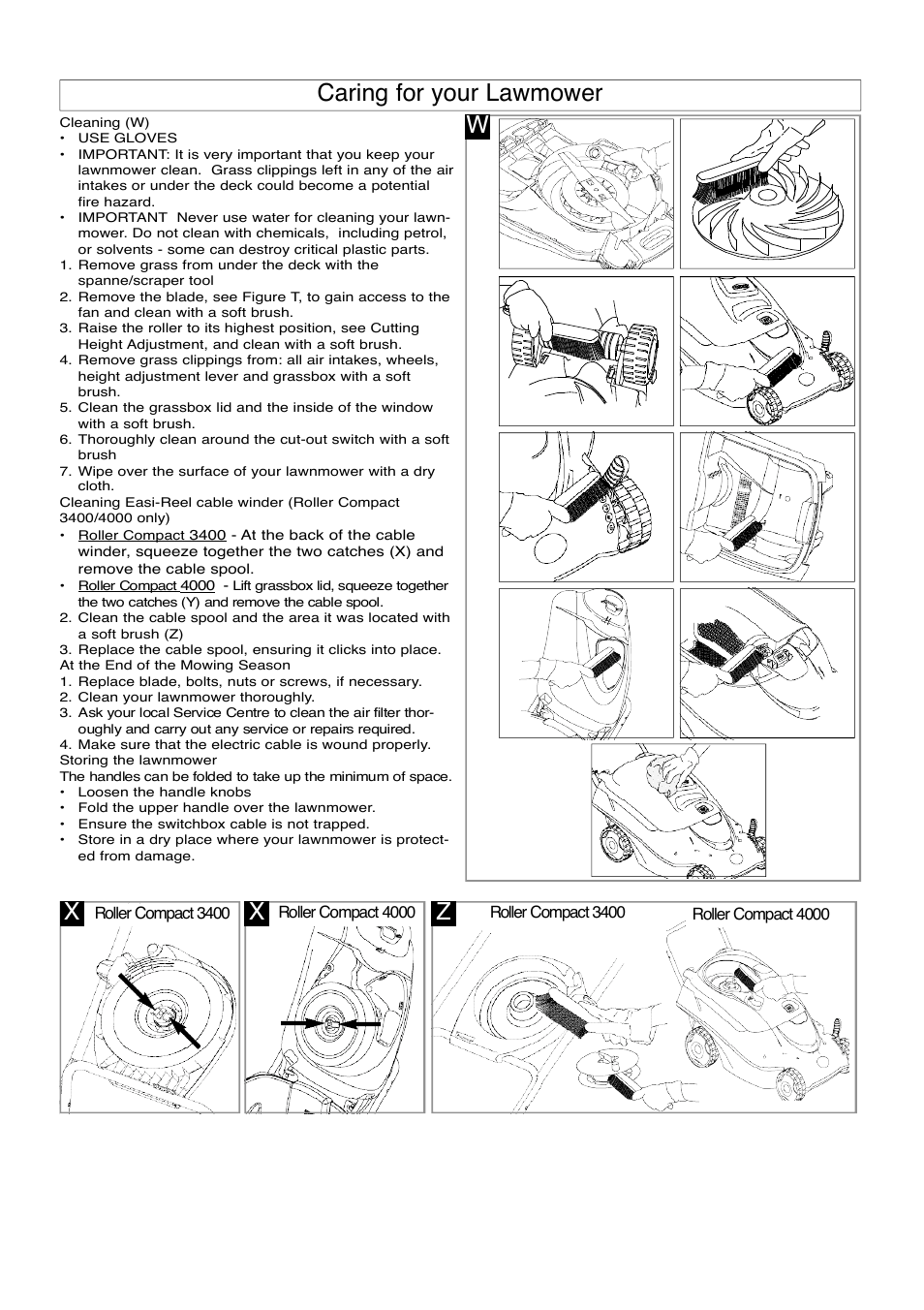 Caring for your lawmower | Flymo ROLLER COMPACT 4000 User Manual | Page 7 /  9 | Original mode
