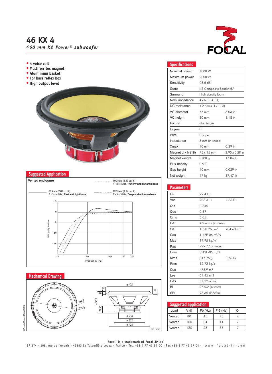 Focal K2 Power 46 KX 4 User Manual | 1 page