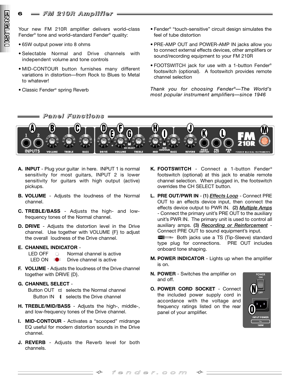Fender FM 210R User Manual | Page 6 / 20