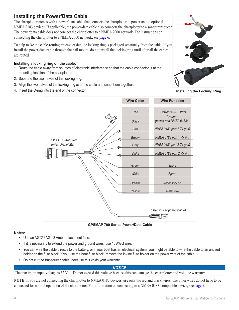 Installing the power/data cable | Garmin GPSMAP 740s User Manual | Page 4 /  10 | Original mode