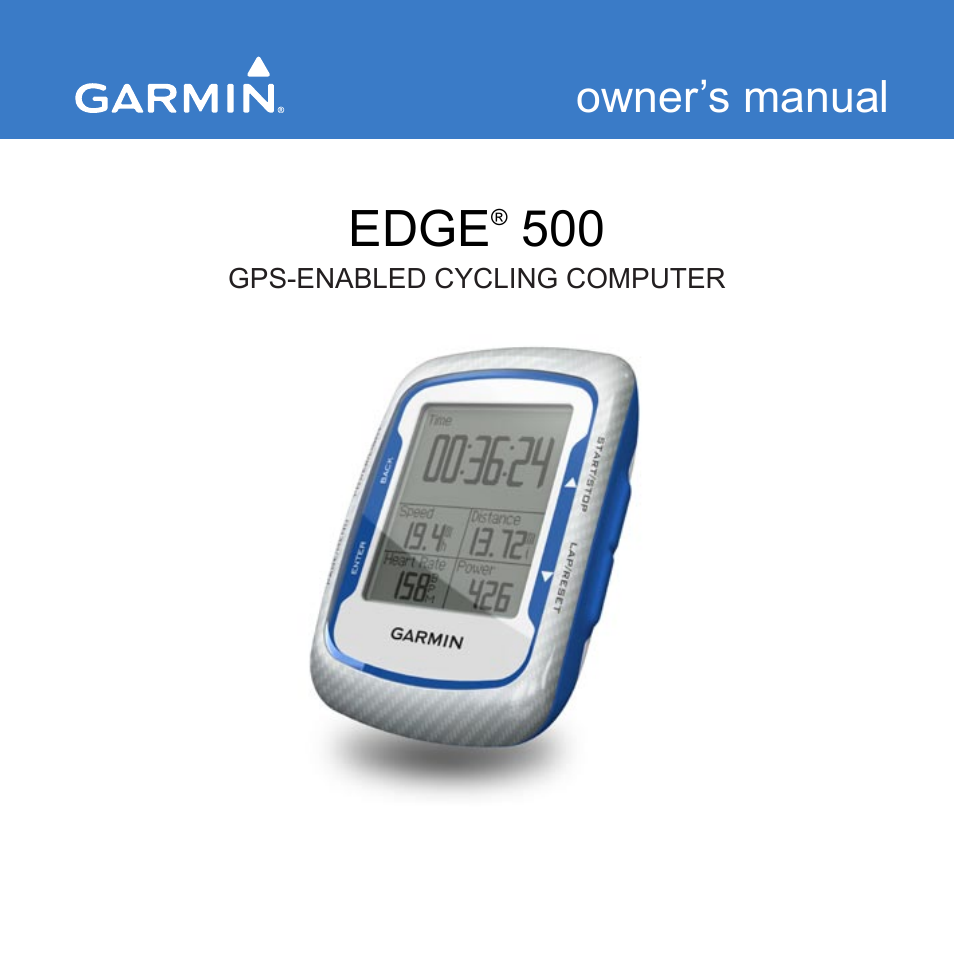 Garmin Edge 500 User Manual | 64 pages