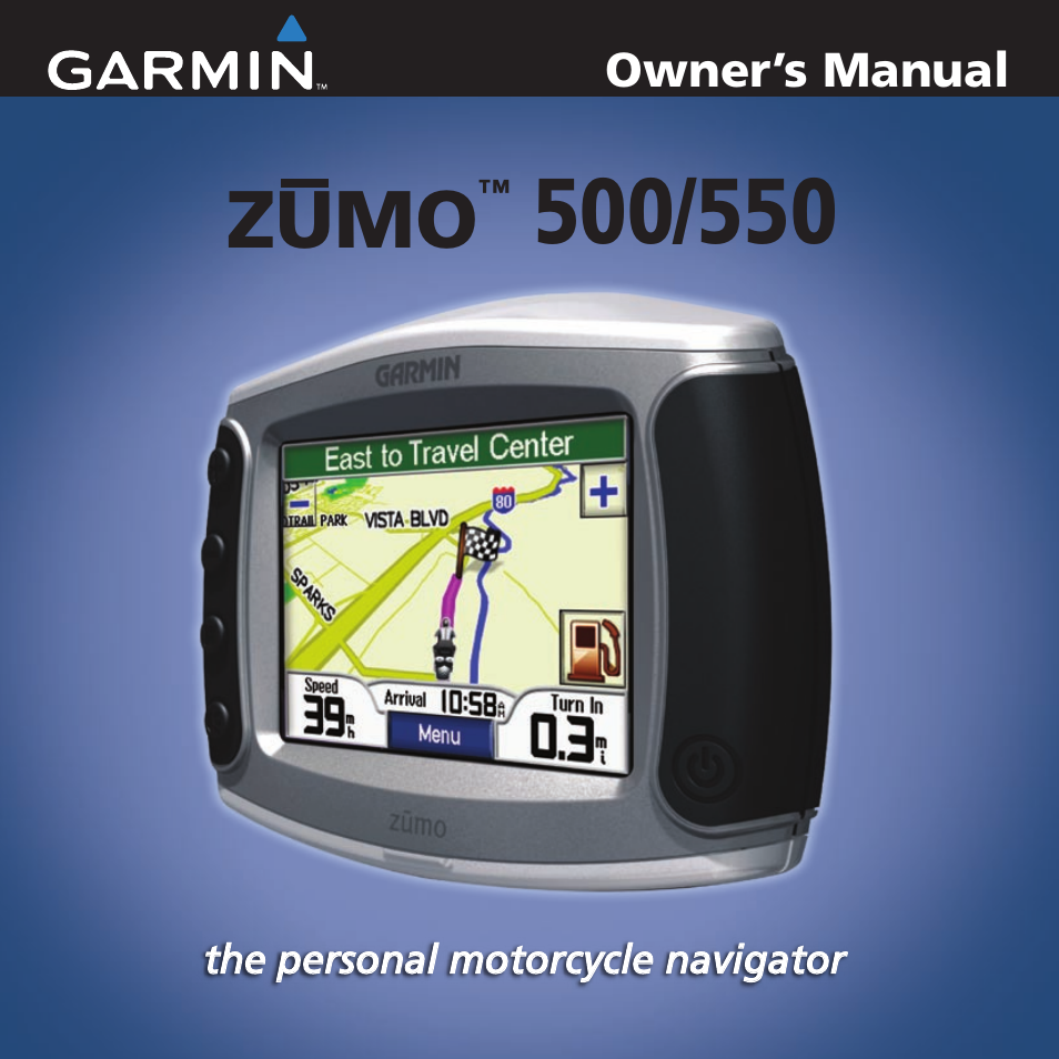 Garmin zumo 550 en User Manual | 74 pages | Also for: ZUMO 500 en