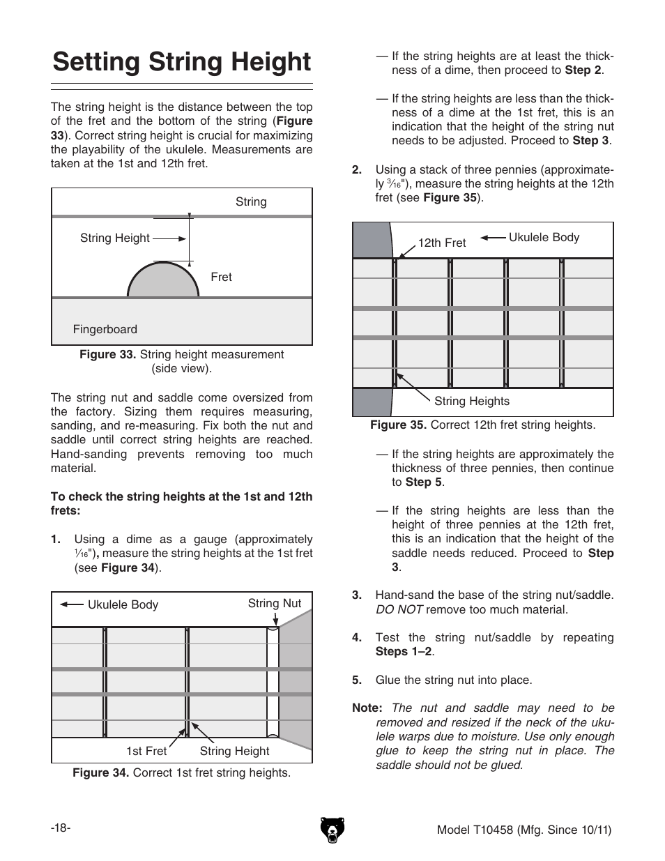 Setting string height | Grizzly SOPRANO UKULELE KIT T10458 User Manual |  Page 20 / 24 | Original mode