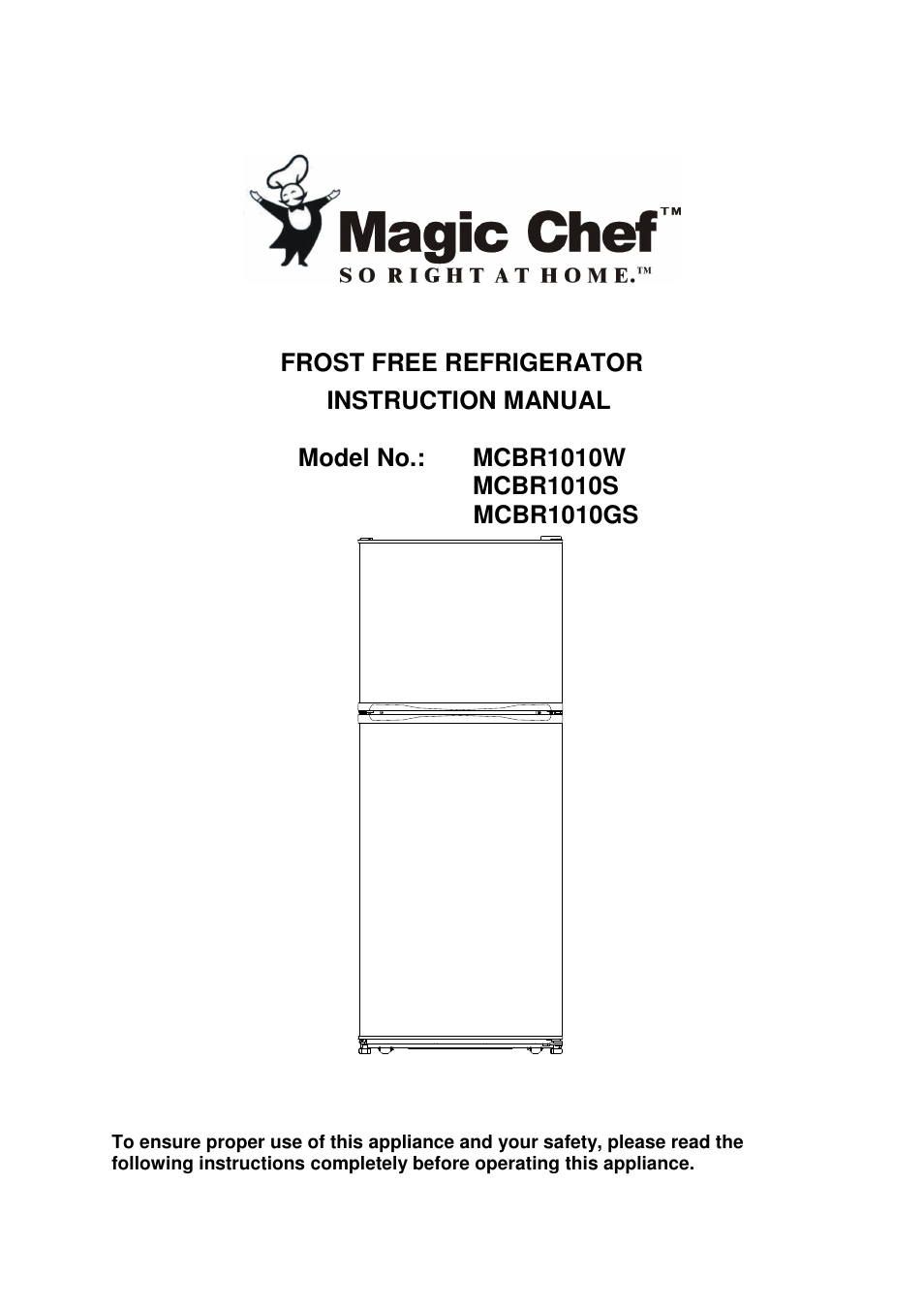 magic chef refrigerator model mcbr1010w