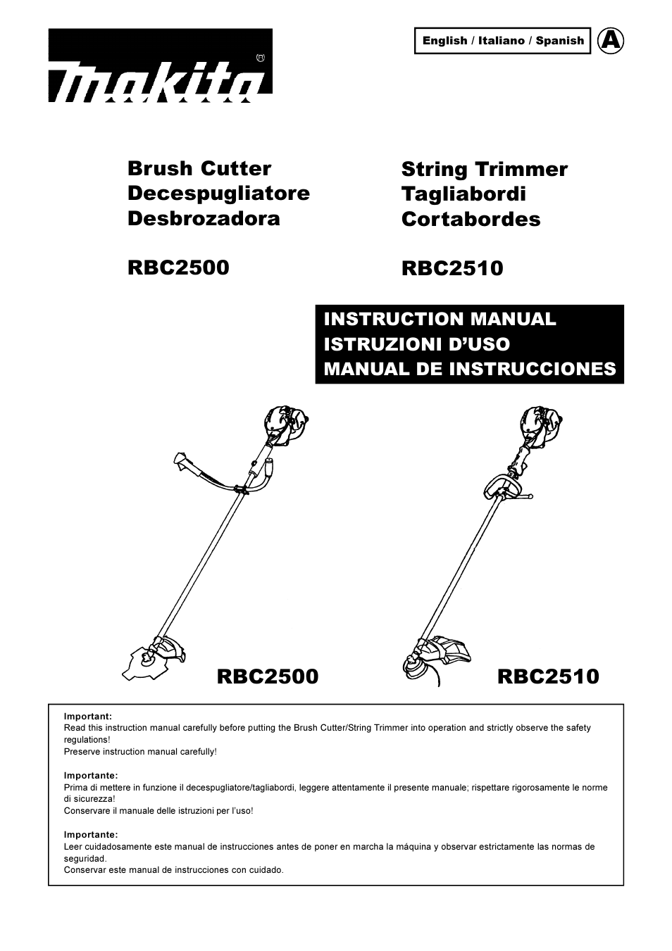 Makita RBC2510 User Manual | 19 pages | Also for: RBC2500