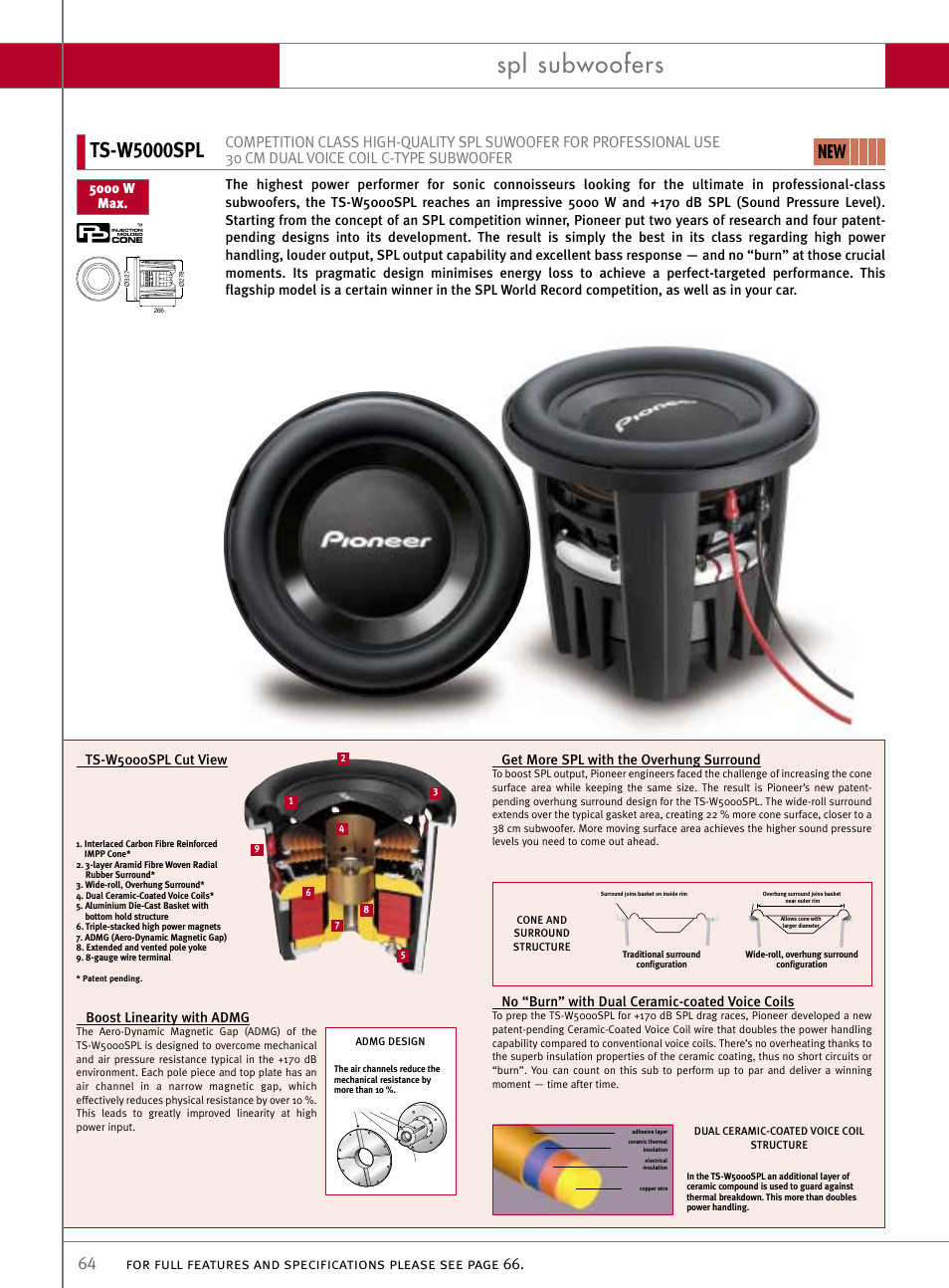 Spl subwoofers, Ts-w5000spl | Pioneer Reference Series DEX-P9R User Manual  | Page 14 / 52
