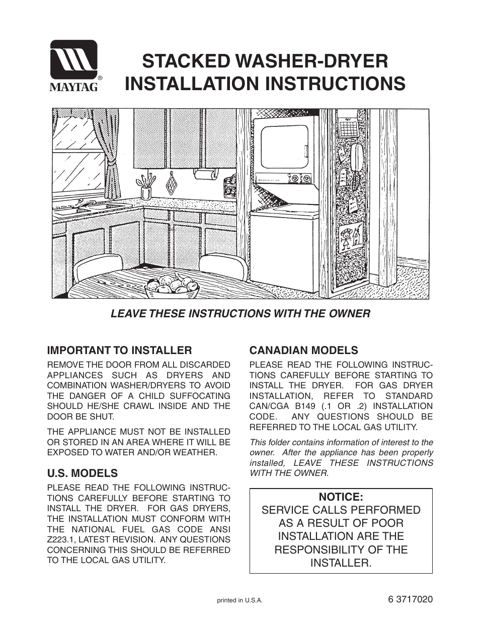 Maytag Stacked Washer/Dryer User Manual | 14 pages