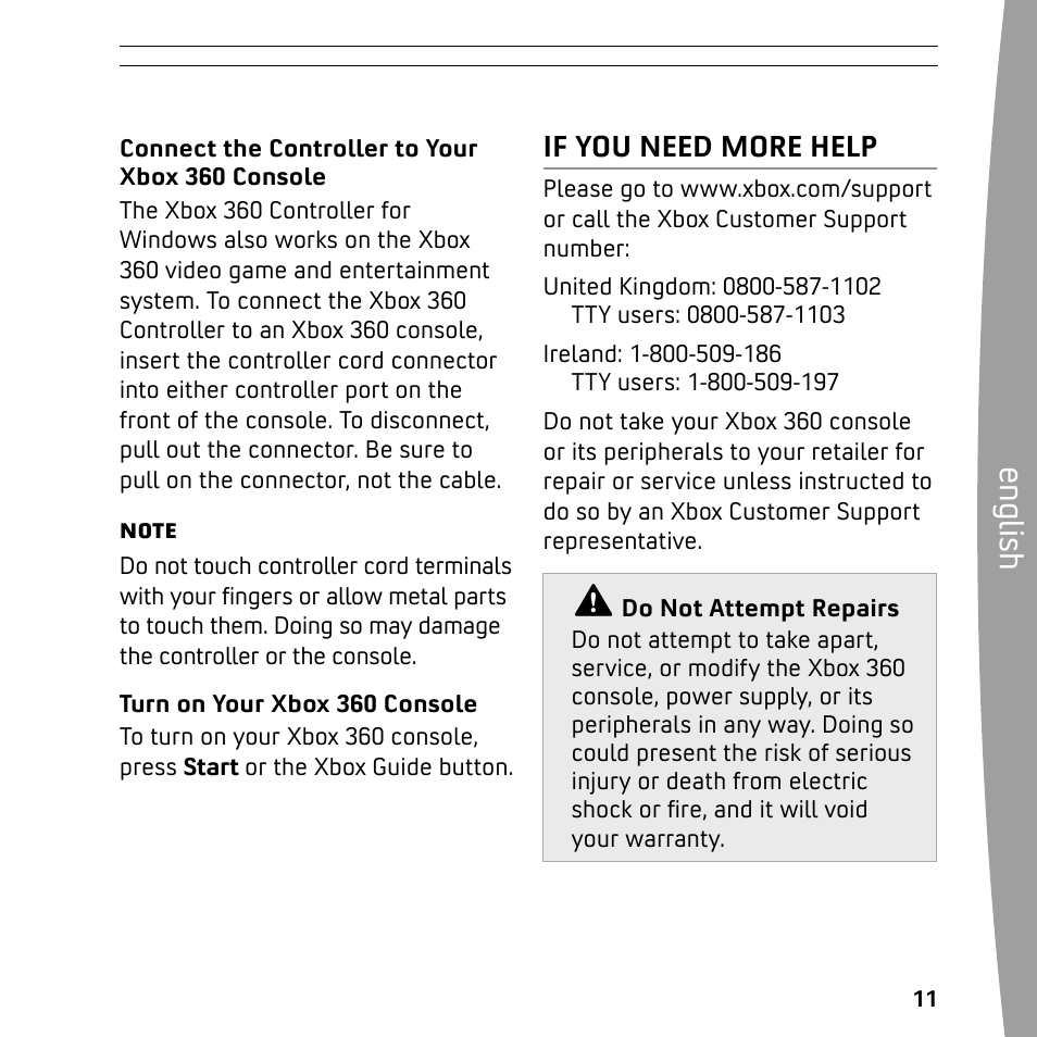 En gli sh, If you need more help | XBOX 360 User Manual | Page 11 / 64