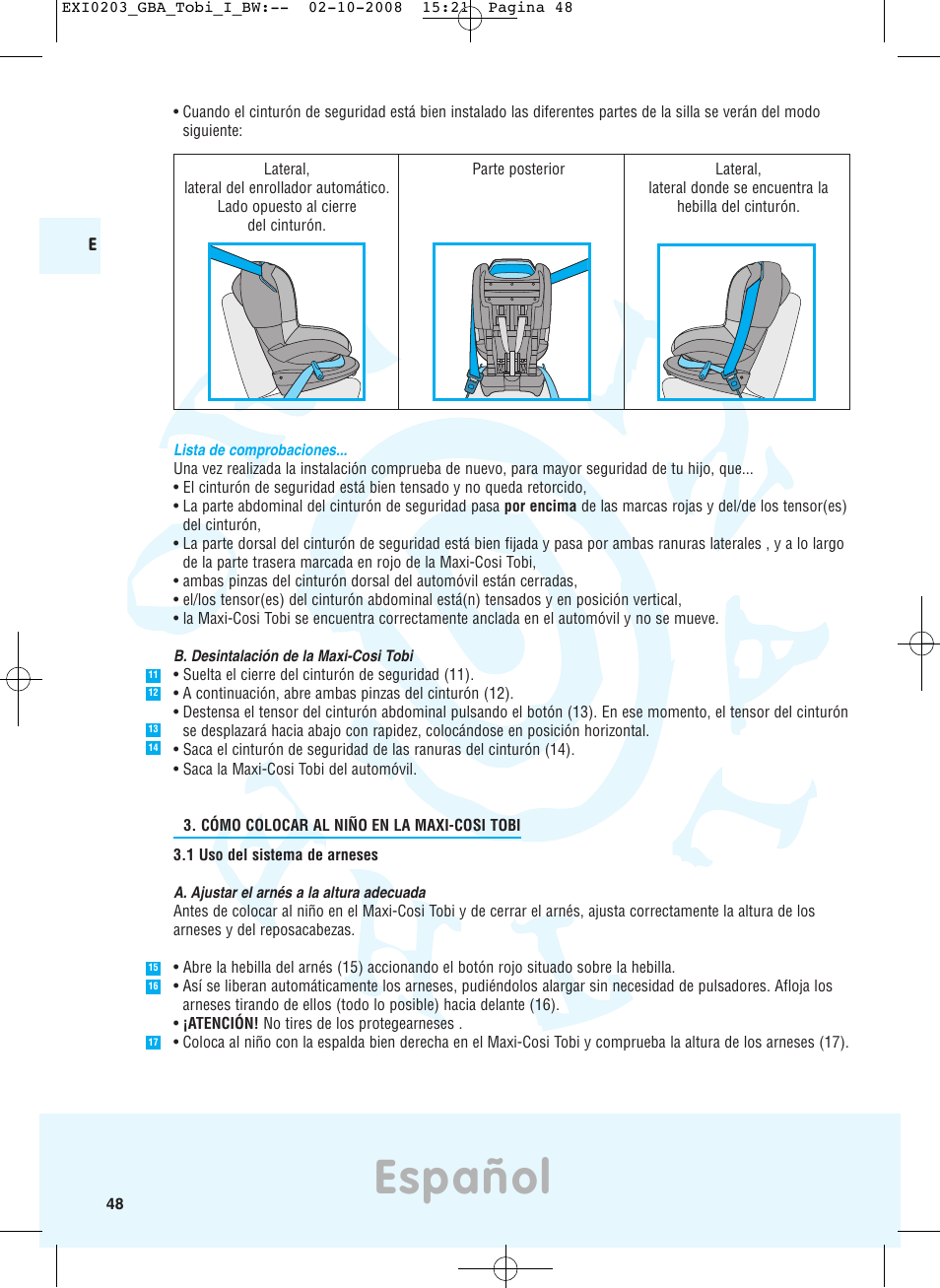 Español | Maxi-Cosi TOBI DRU0632 User Manual | Page 44 / 74 | Original mode