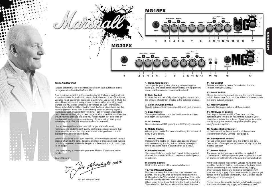 Mg15fx, Mg30fx | Marshall Amplification MG30FX User Manual | Page 2 / 7 |  Original mode