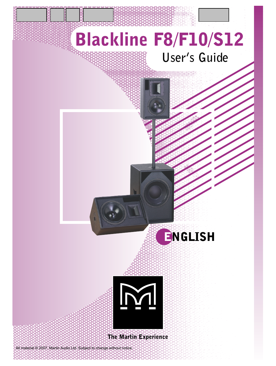 User's guide, English | Martin Audio S12 User Manual | Page 15 / 15