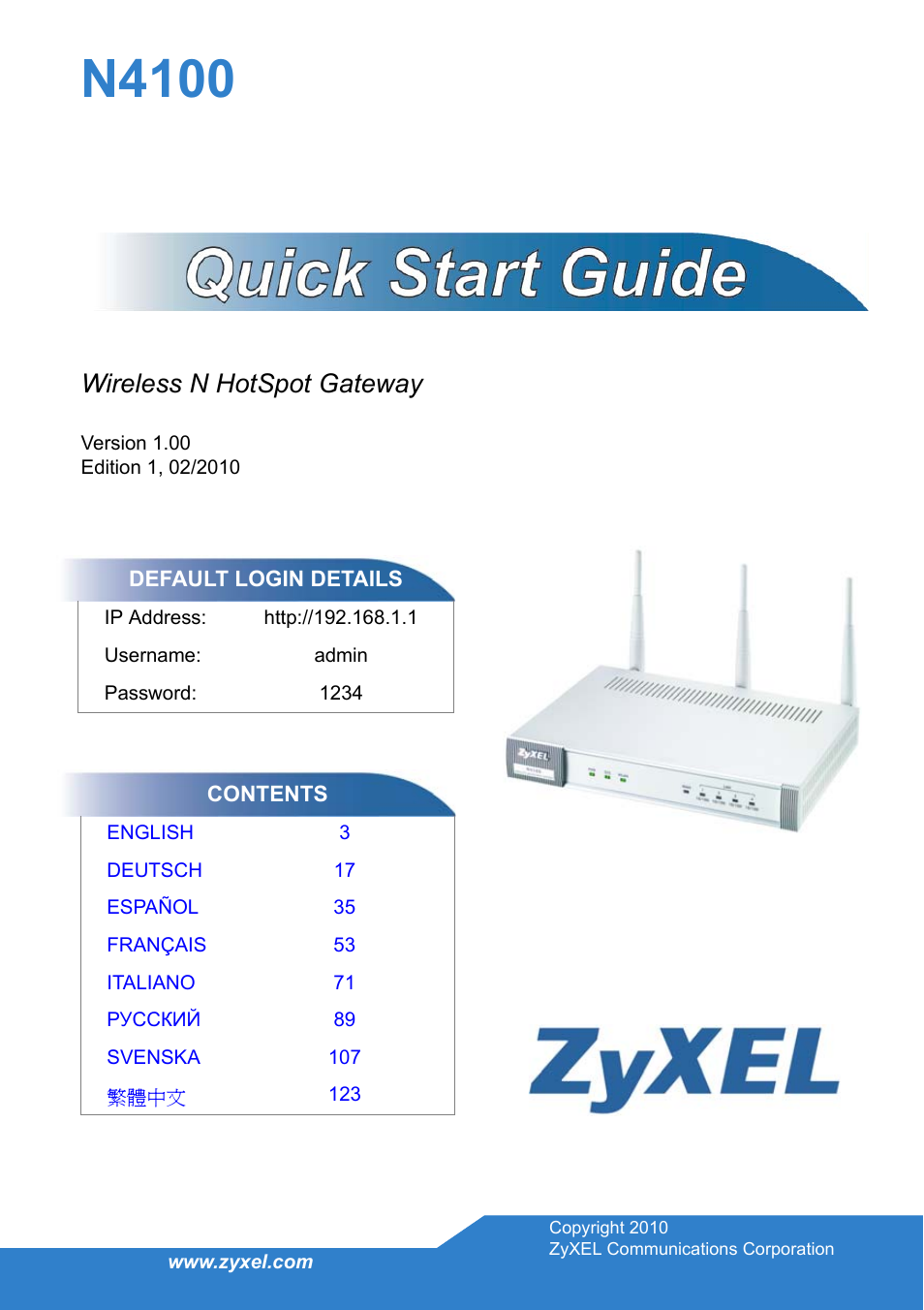 Zyxel N4100 User Manual | 140 pages