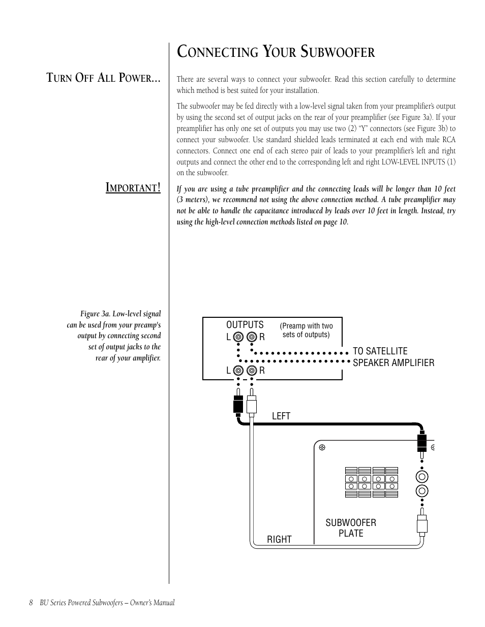 Onnecting, Ubwoofer | Infinity BU-80 User Manual | Page 8 / 16