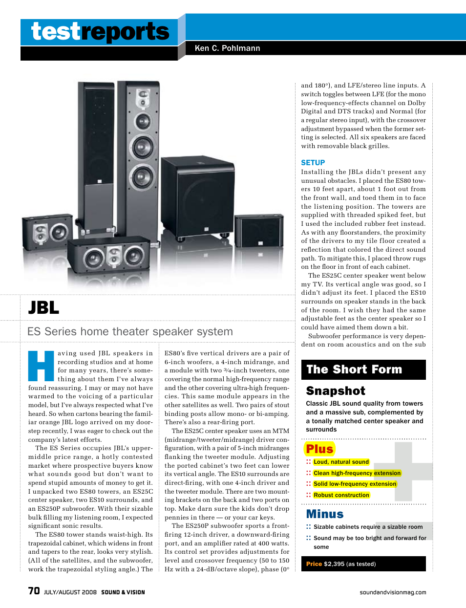 JBL ES10 User Manual | 2 pages