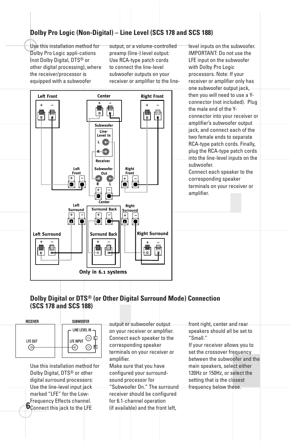 Dolby digital or dts | JBL SCS 188 User Manual | Page 6 / 10