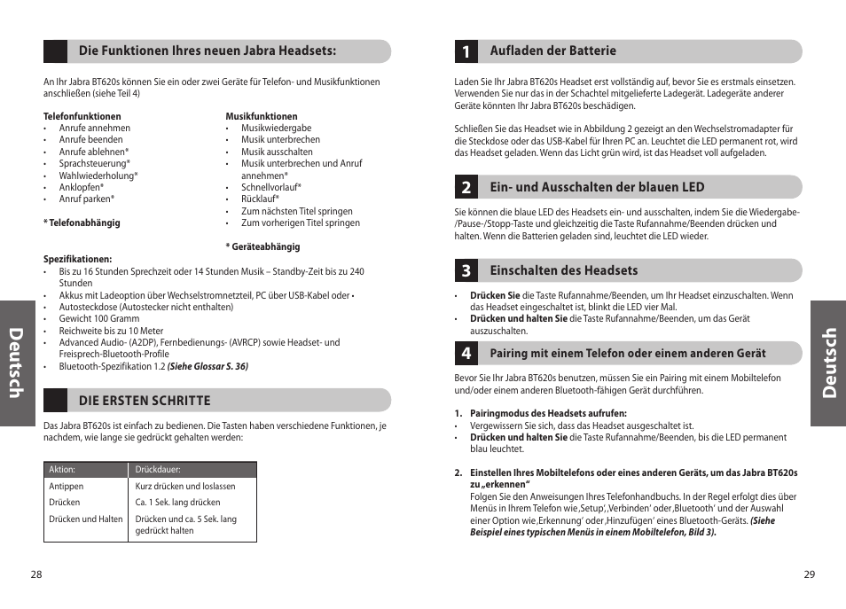 Deu ts ch | Jabra BT620s User Manual | Page 17 / 75 | Original mode