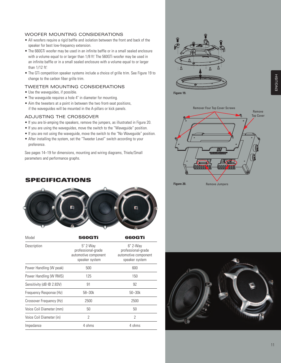 Specifications | JBL 660GTI User Manual | Page 11 / 20