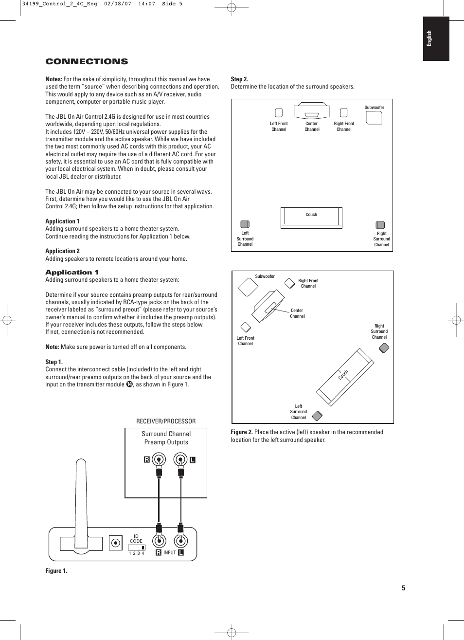 Connections | JBL CONTROL 2.4G User Manual | Page 5 / 12 | Original mode