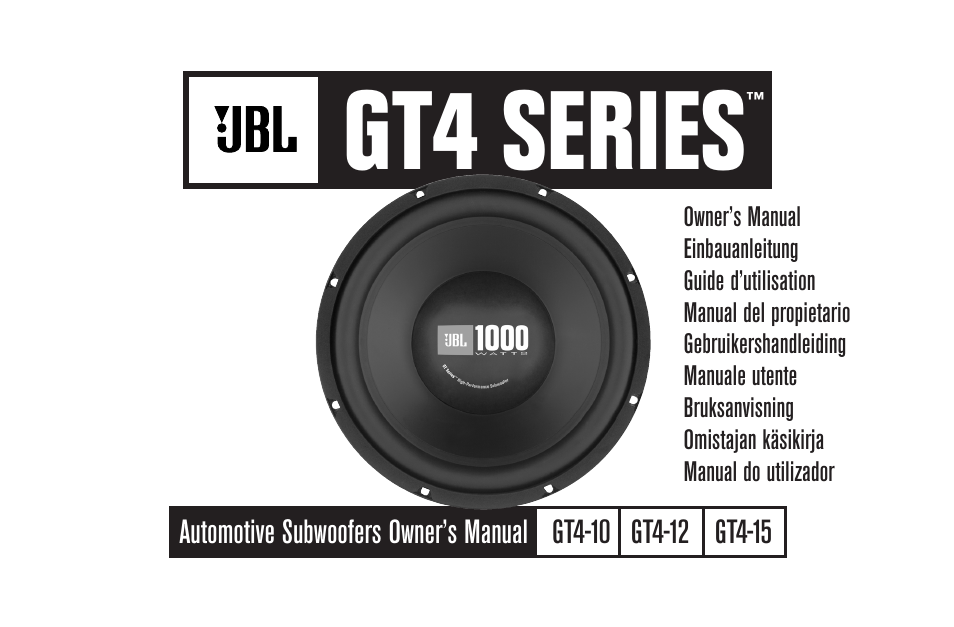 JBL GT4-10 User Manual | 4 pages | Also for: GT4-12, GT4-15, GT4