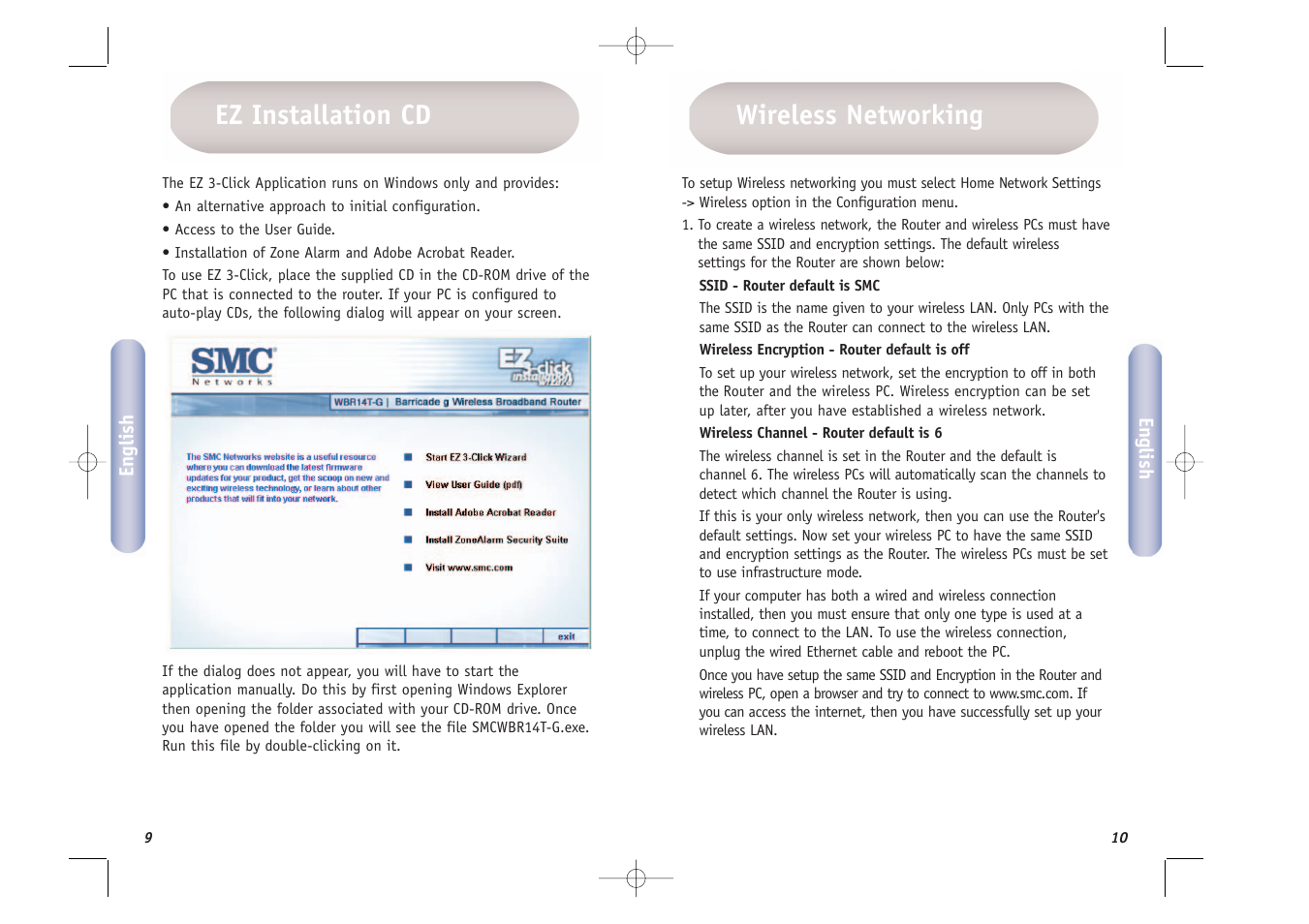 Wireless networking, Ez installation cd | SMC Networks SMCWBR14T-G User  Manual | Page 6 / 46