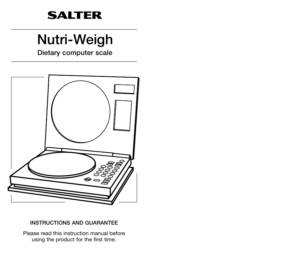 Salter Housewares Nutri-Weigh instruction manual User Manual | 7 pages