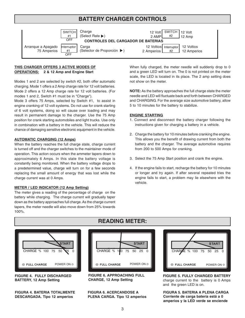 Battery charger controls reading meter | Schumacher 1275A-PE User Manual |  Page 3 / 8 | Original mode