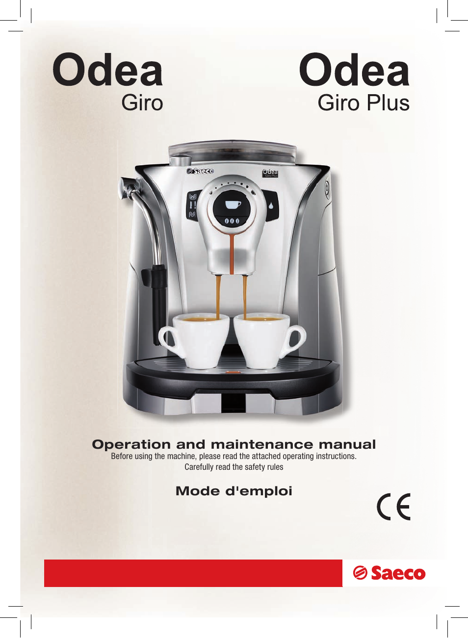 Philips Saeco Odea Giro User Manual | 22 pages | Also for: Odea Giro Plus