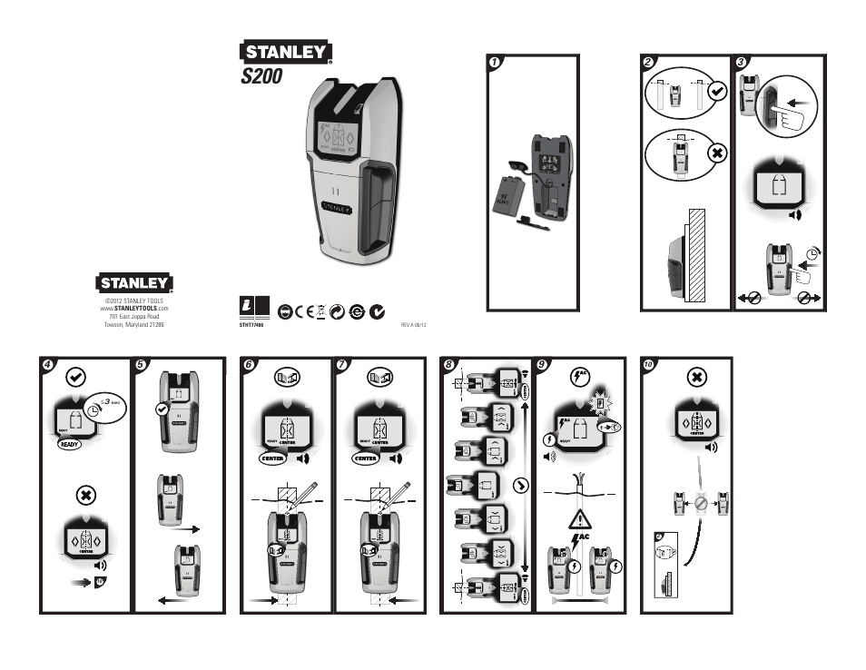 Stanley Black & Decker Stanley Stud Sensor S200 User Manual | 4 pages