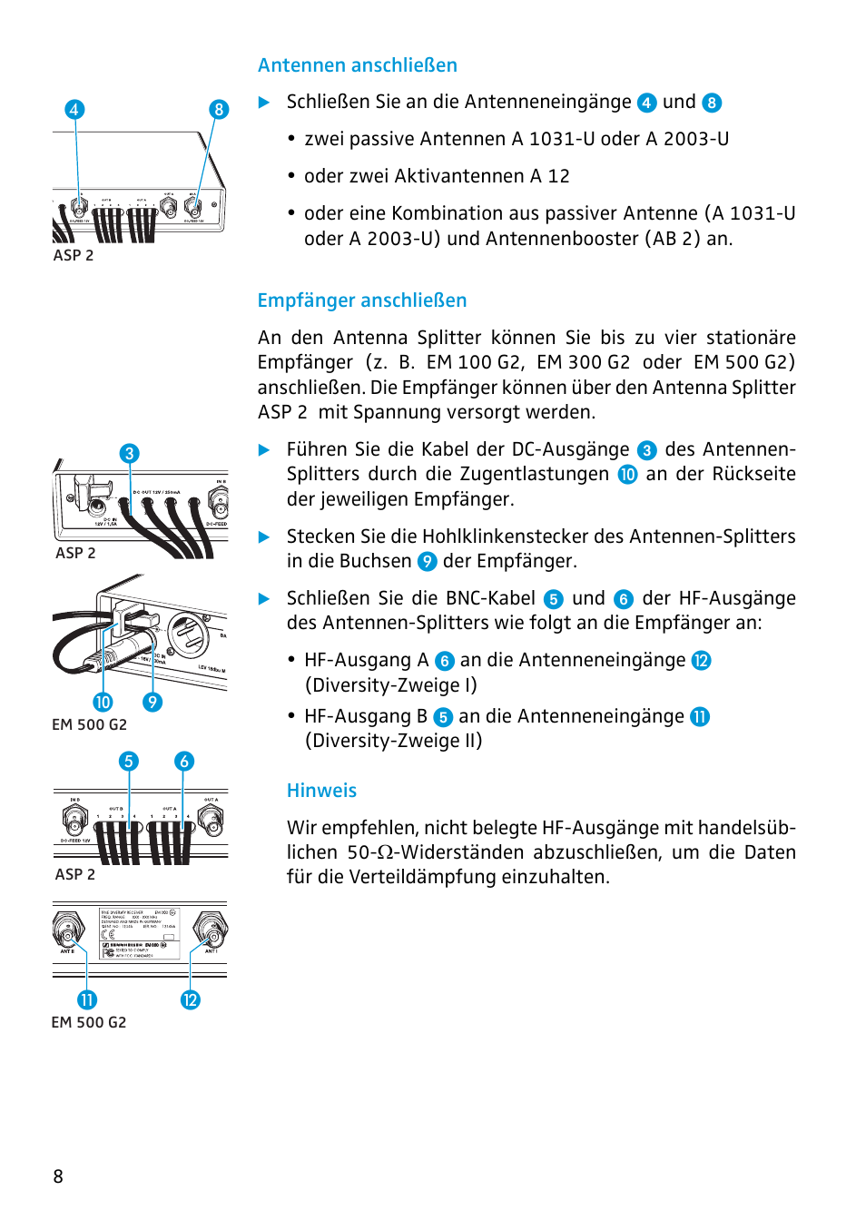 Antennen Anschliessen Empfanger Anschliessen Sennheiser Antenna Splitter Asp 2 User Manual Page 6 49 Original Mode