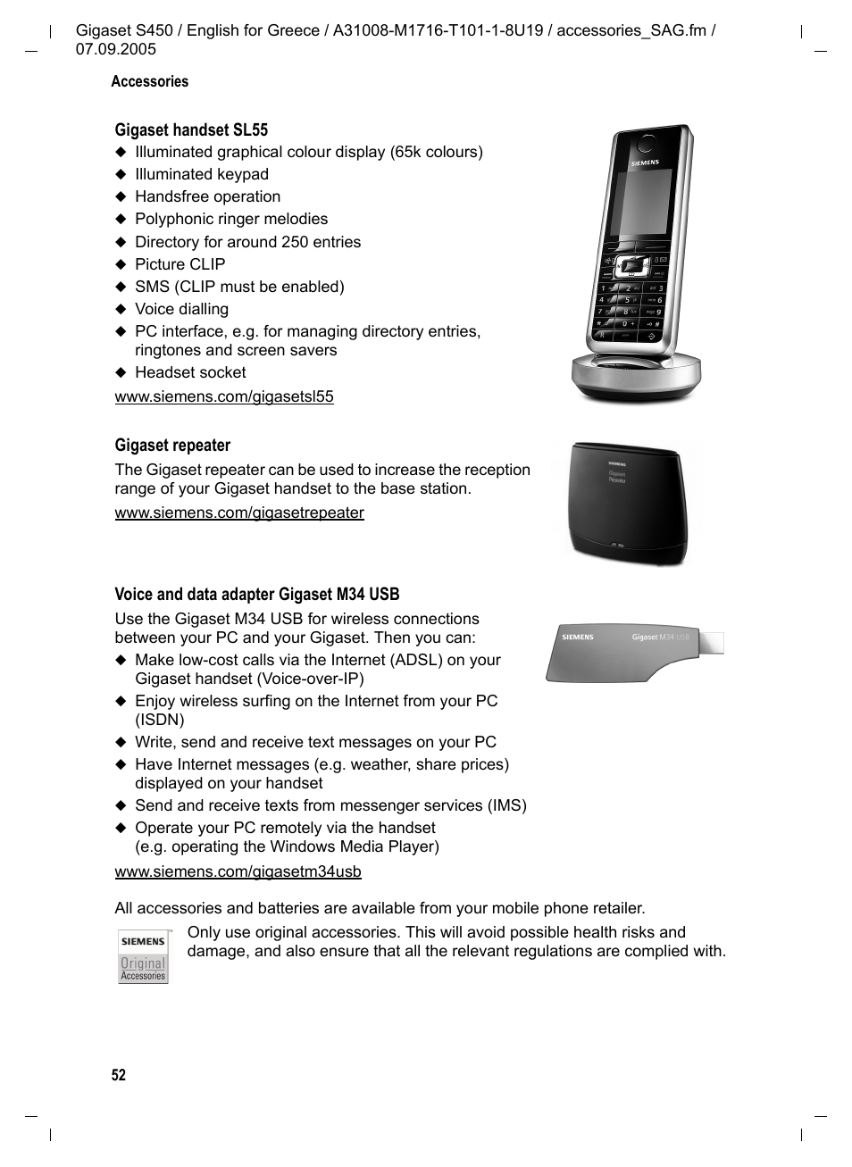 Siemens Gigaset S450 User Manual | Page 53 / 58