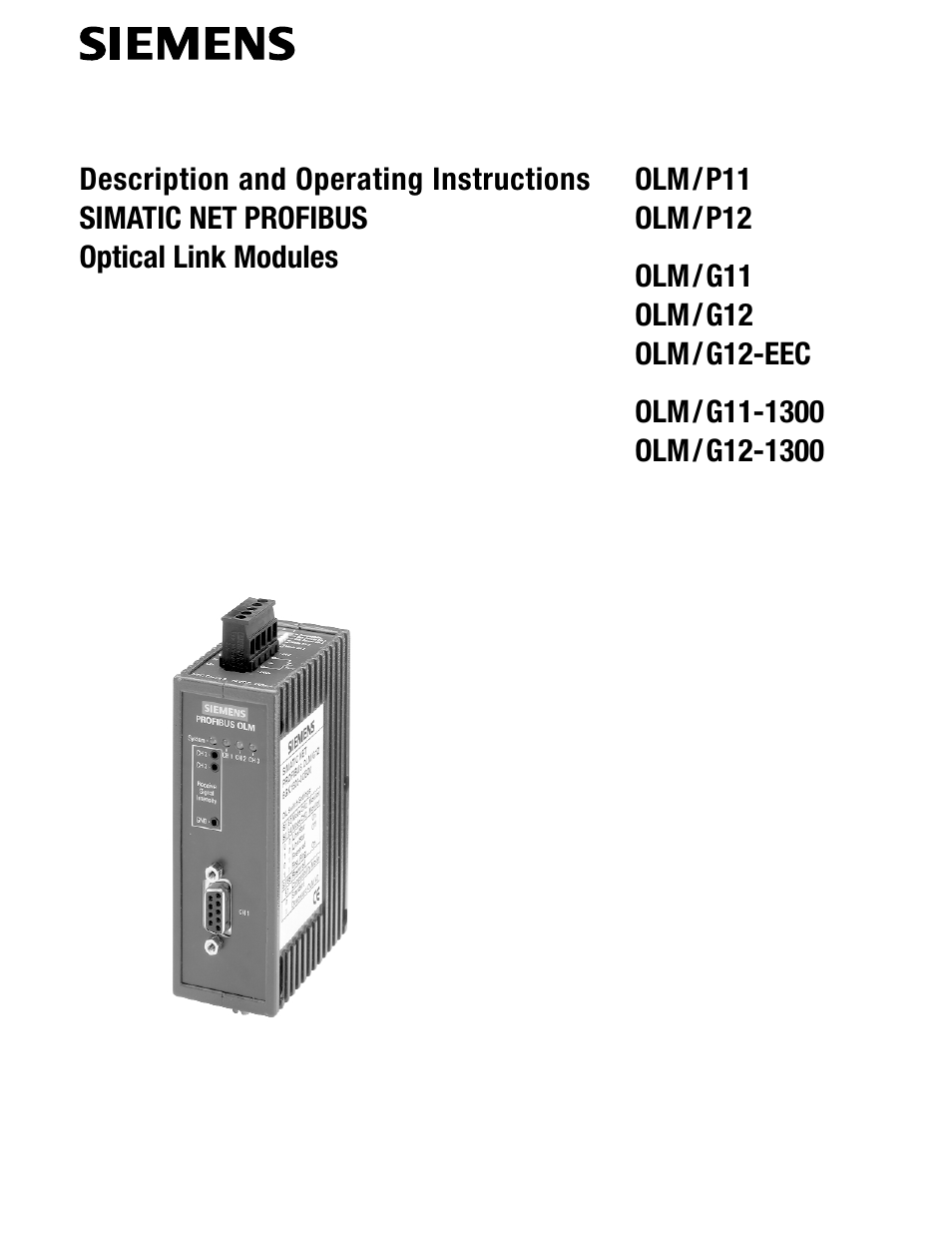 Olm (optical link modules) | Siemens SIMATIC NET PROFIBUS User Manual |  Page 397 / 490