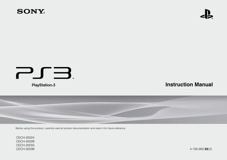 Sony Playstation 3 CECH-2003B User Manual | 60 pages | Also for: Playstation  3 CECH-2003A, Playstation 3 CECH-2002B, Playstation 3 CECH-2002A