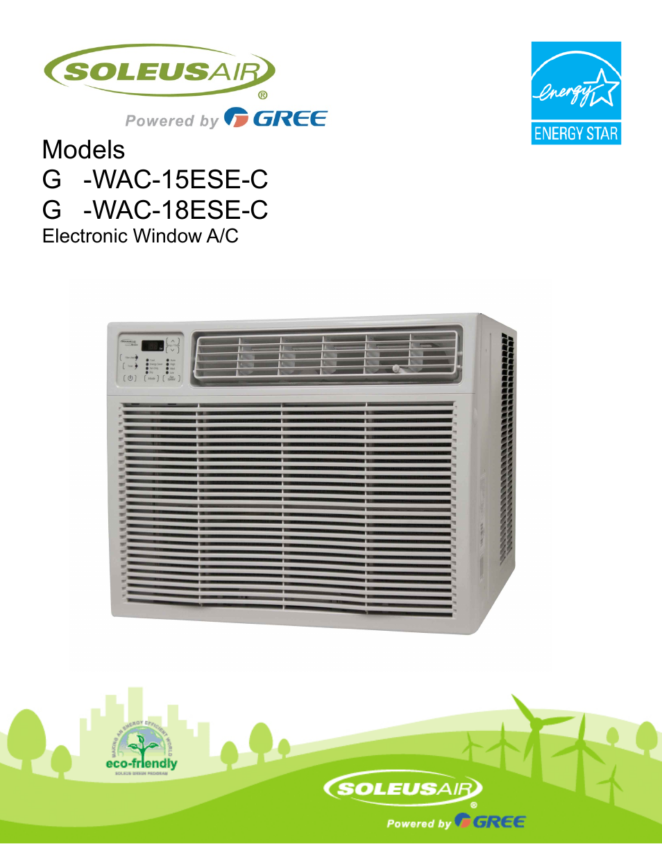 Soleus Air Powered by Gree Electronic Window A/C GM-WAC-15ESE-C User Manual  | 24 pages | Also for: Powered by Gree Electronic Window A/C GM-WAC-18ESE-C