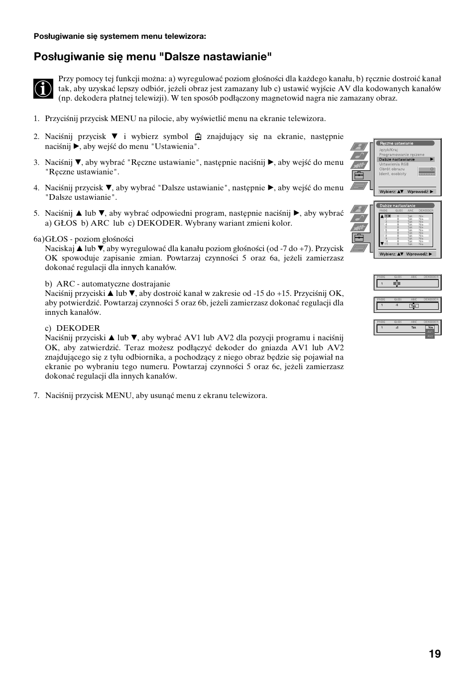 Posługiwanie się menu "dalsze nastawianie | Sony FD Trinitron KV-32FX65 K  User Manual | Page 99 / 108 | Original mode