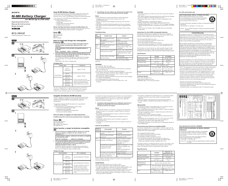 Sony BCG-34HUE User Manual | 2 pages | Original mode