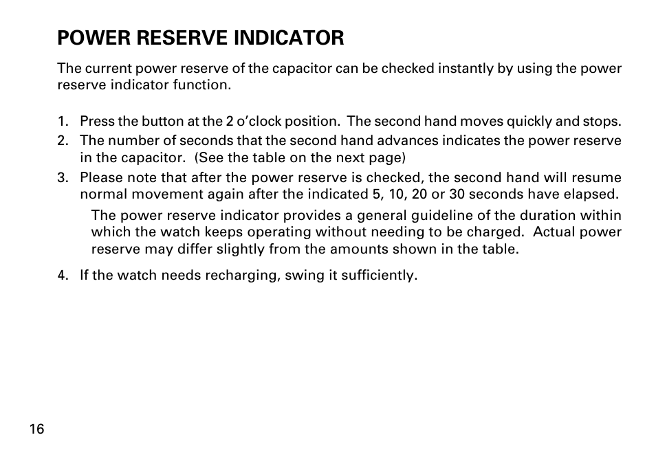 Power reserve indicator | Seiko KINETIC 5M43 User Manual | Page 16 / 28