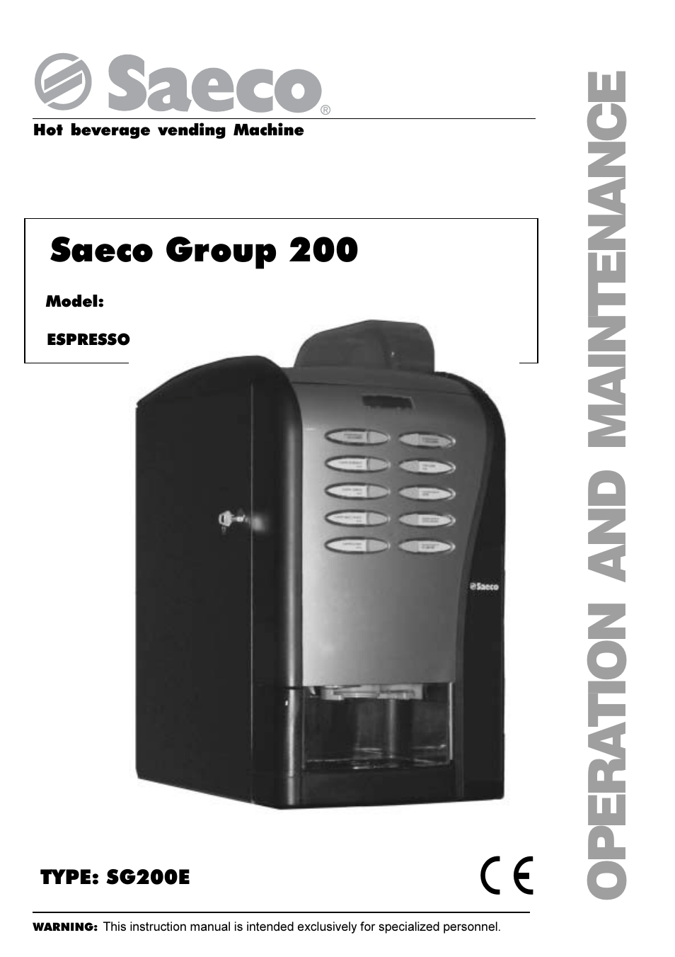 Philips Saeco ESPRESSO SG200E User Manual | 68 pages