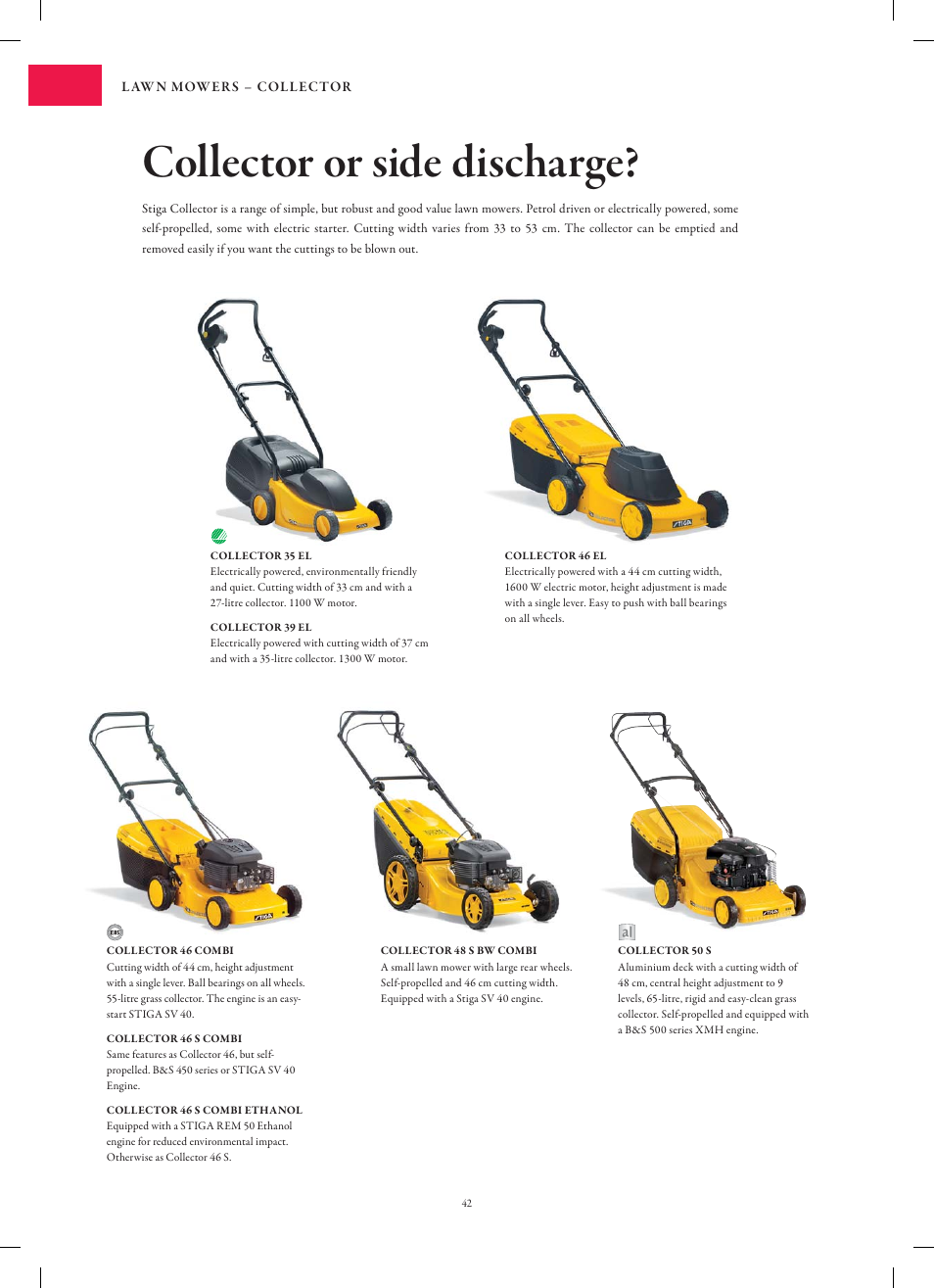 Collector or side discharge | Stiga Garden Range Primo User Manual | Page  42 / 76