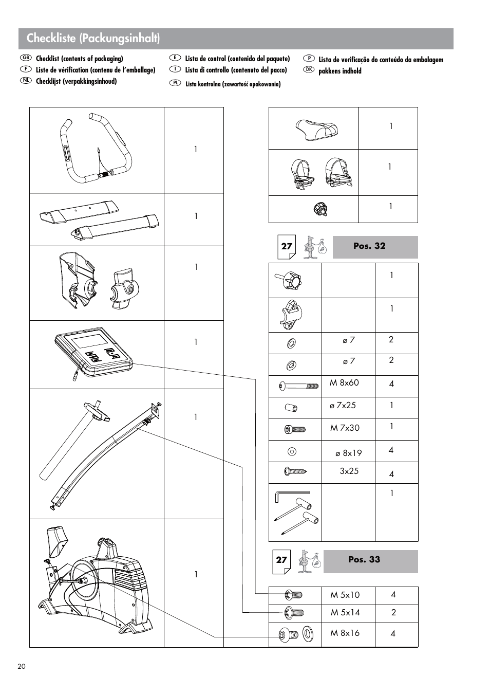 Checkliste (packungsinhalt) | Kettler PASO 309 User Manual | Page 4 / 12