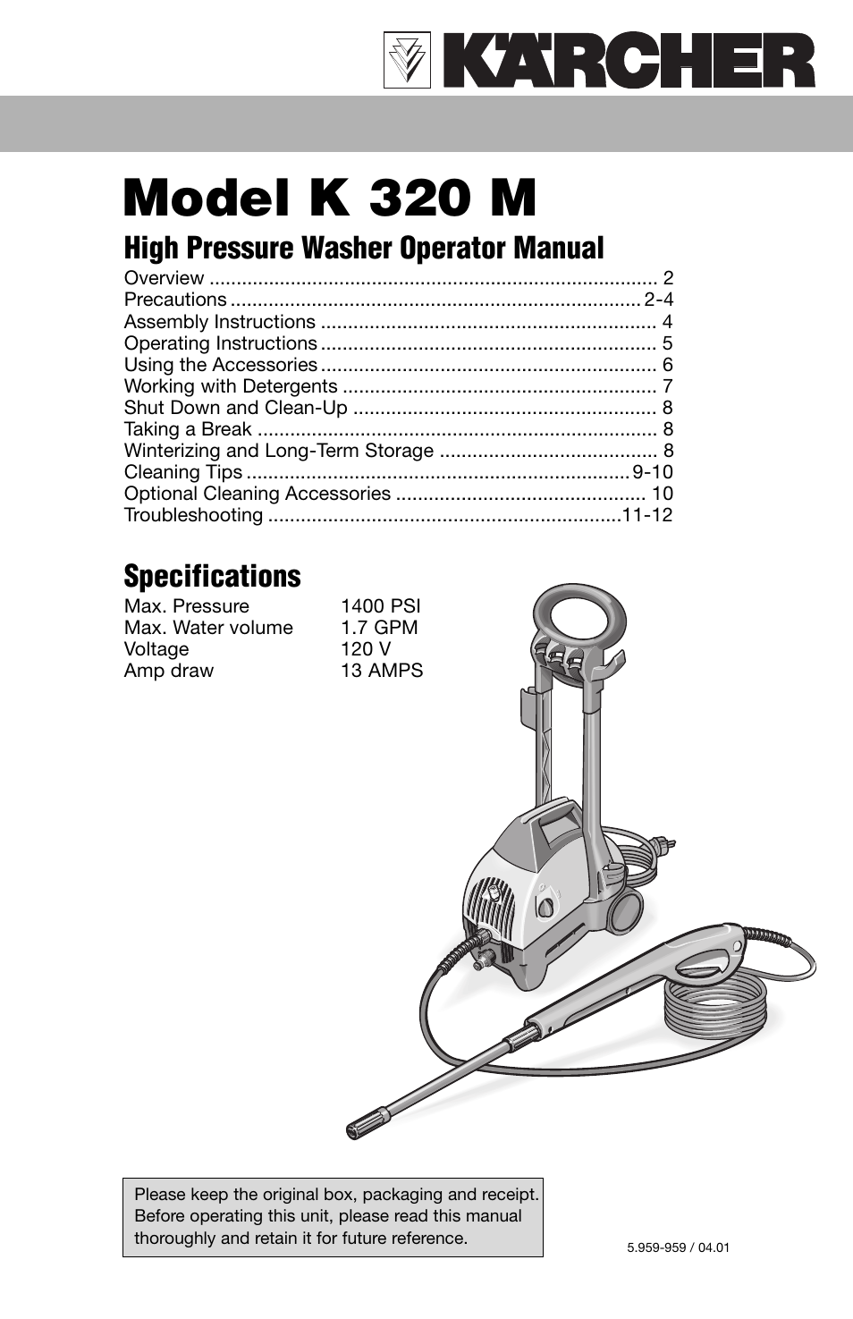 Karcher K 320 M User Manual | 12 pages