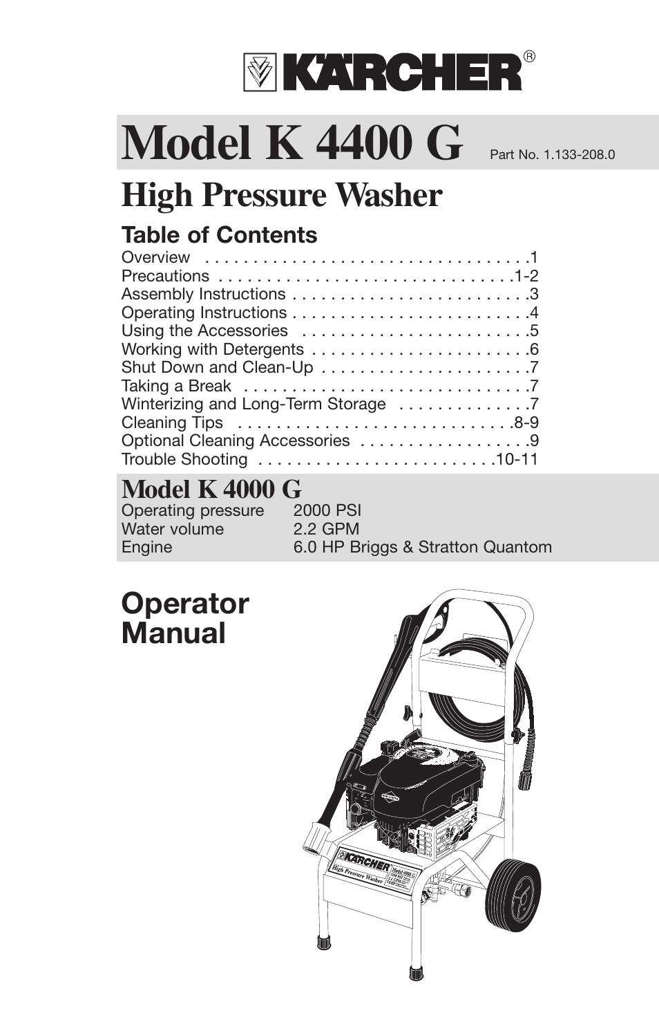 Karcher K4400G User Manual | 12 pages