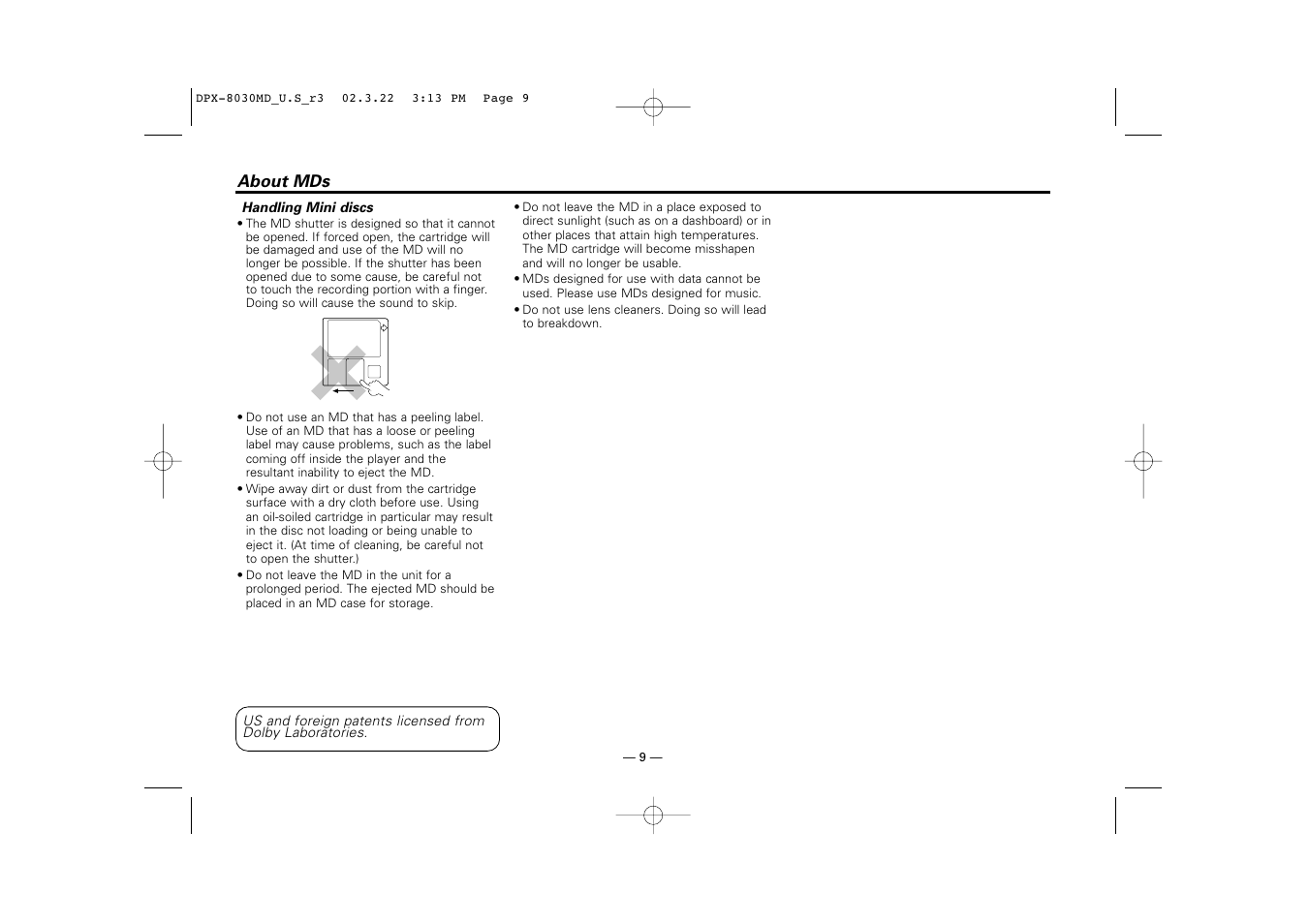 About mds | Kenwood DPX-8030MD User Manual | Page 9 / 44 | Original mode