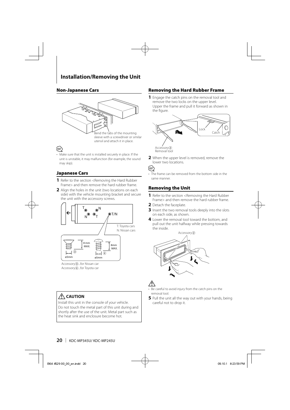 Installation/removing the unit | Kenwood KDC-MP345U User Manual | Page 20 /  68 | Original mode
