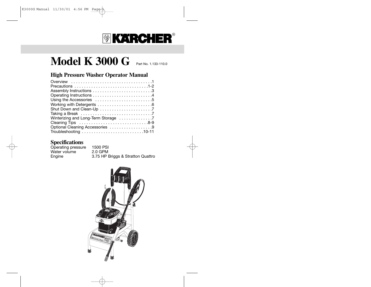 Karcher K 3000 G User Manual | 7 pages