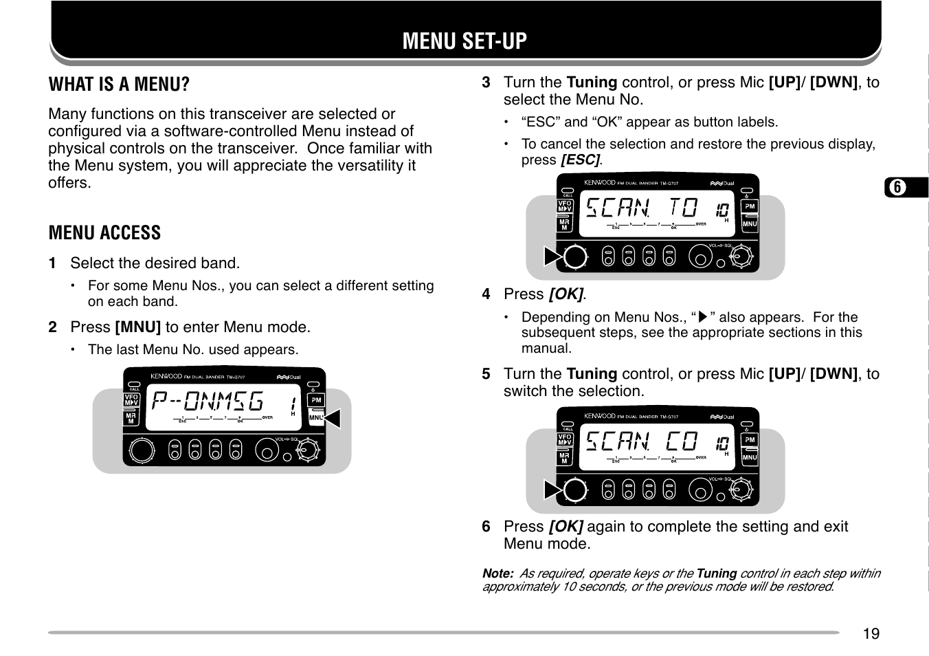 Menu set-up | Kenwood TM-G707 User Manual | Page 25 / 84