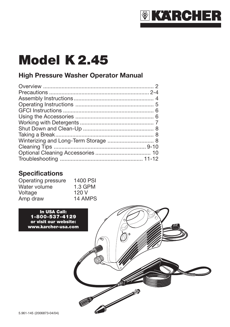 Karcher K 2.45 User Manual | 12 pages
