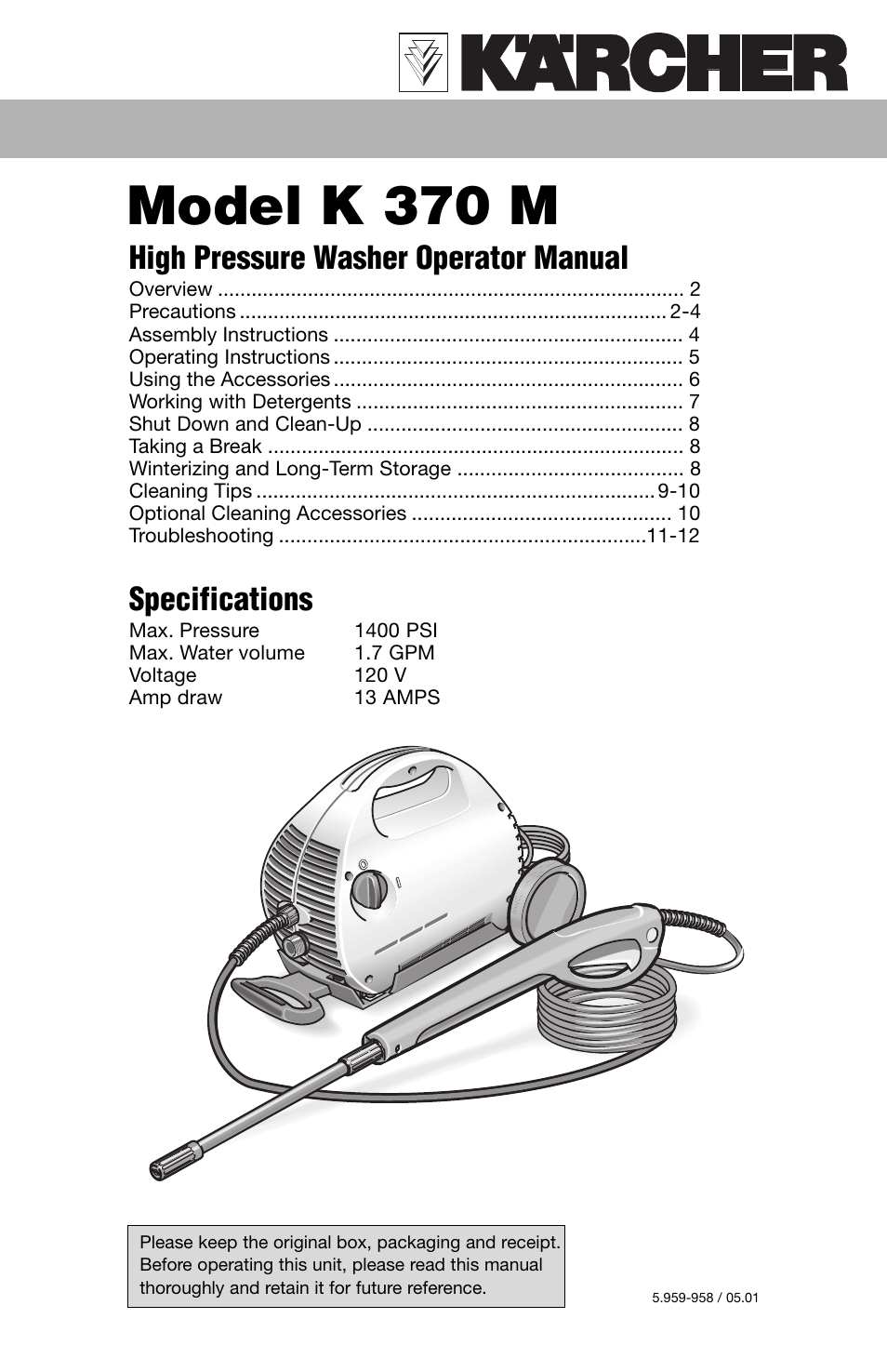 Karcher K 370 M User Manual | 12 pages